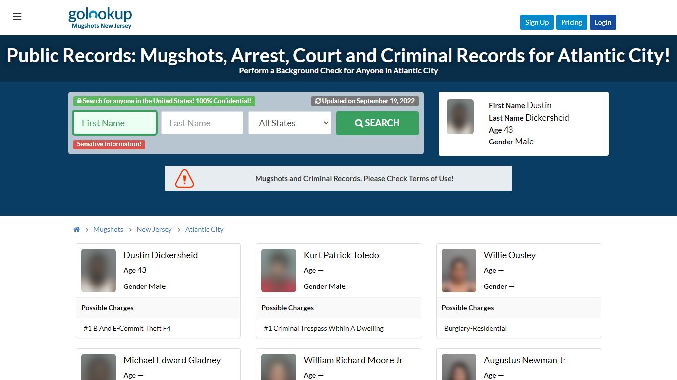 Mugshots Atlantic City, Arrest Records Atlantic City